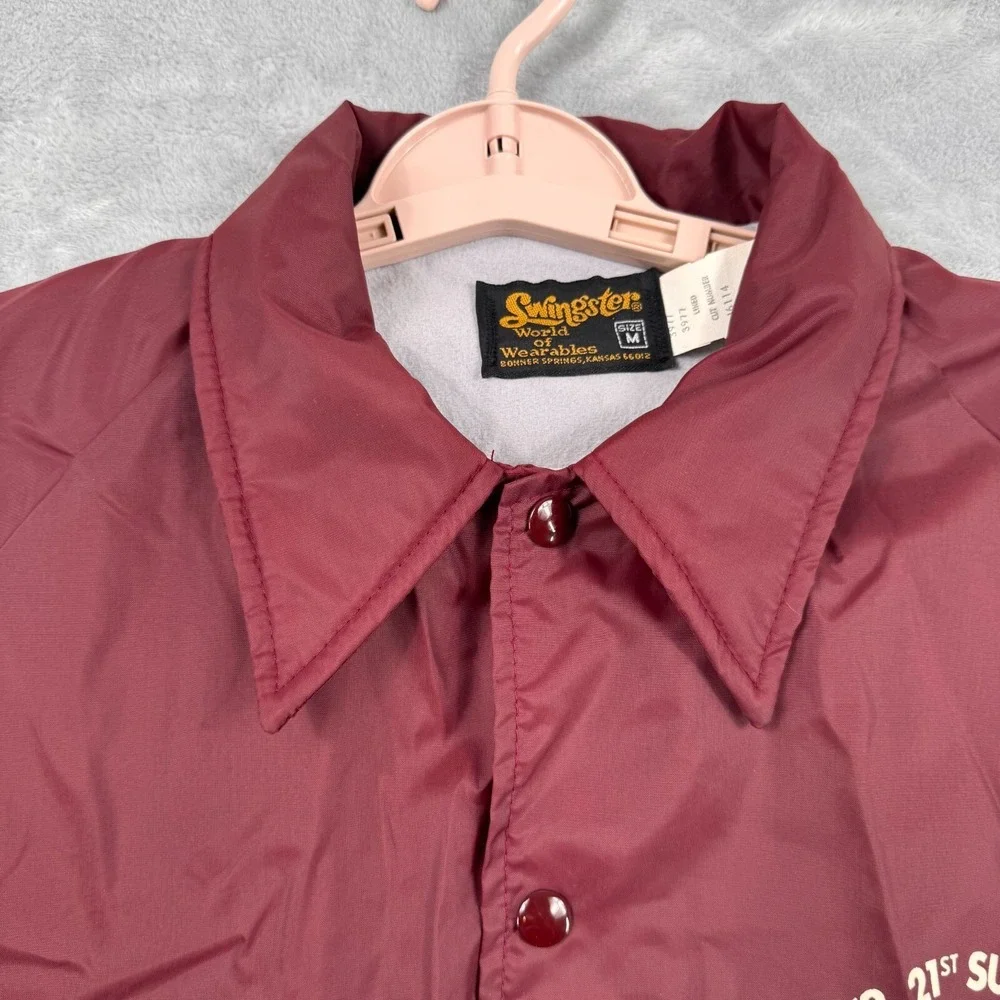 Vintage Swingster Coaches Jacket Mens‎ Medium Maroon 1978 SUPCOM Football Champs